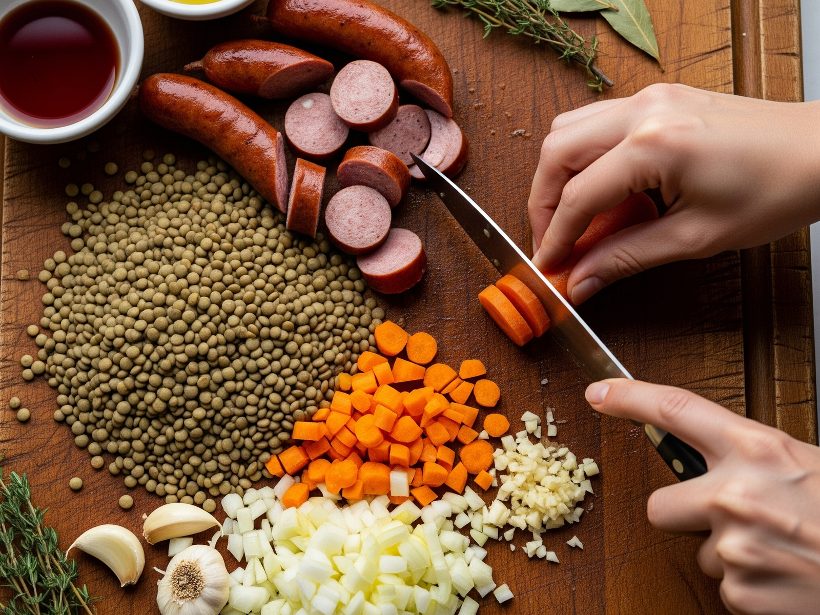Recette lentilles saucisses