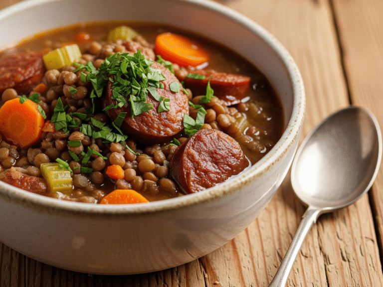Recette lentilles saucisses
